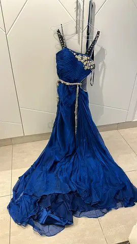 Royal Blue Embellished Floor-Length Evening Gown