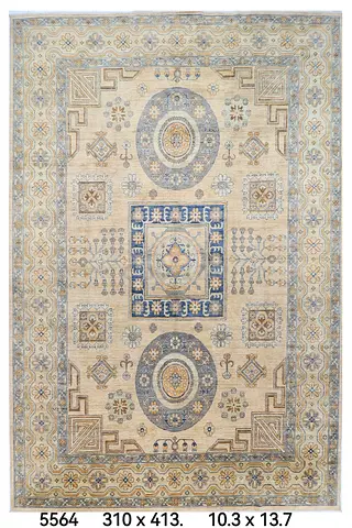 3 x 4.2 Traditional beige Area Rug afghan hand knotted wool carpet living room rug