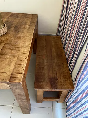 Solid Rustic Mango Wood Bench / Coffee Table - Good Condition