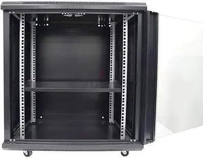 18U Wall-Mount Server Rack Cabinet with Glass Door and Shelf