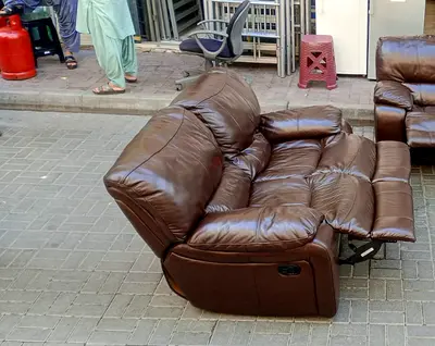 Brown Leather 2-Seater Recliner Sofa - Comfortable, Good Condition