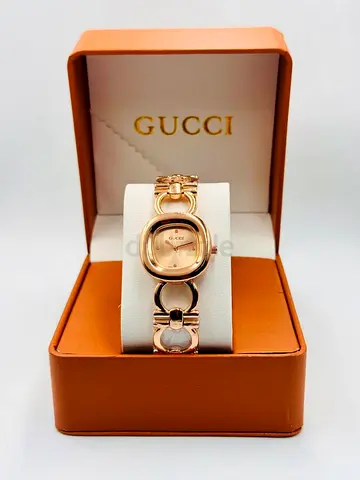 Gucci Womens Rose Gold Bracelet Watch with Original Box