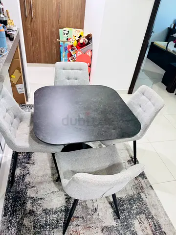 Urgent sale | excellent condition | Ceramic top Dining table with 4 chairs