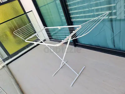 Foldable Drying Rack / Clothes Airer - Light White Metal, Standing