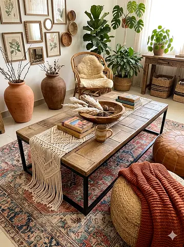 Marina Home Rustic Reclaimed Wood Coffee Table with Industrial Metal Frame