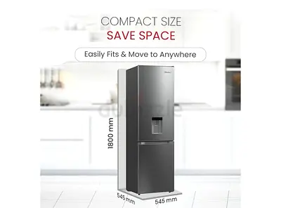 Compact Silver Bottom Mount Refrigerator with Water Dispenser