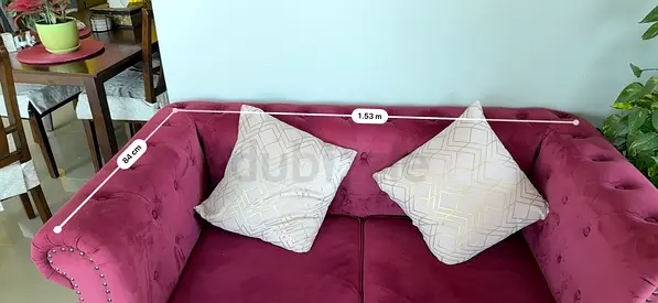 Comfortable Maroon Chesterfield Style Two Seater Sofa and Three seater