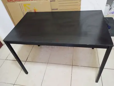 Ikea Black Dining Table with 3 Ikea Black Folding Chairs