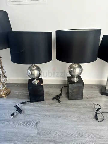 Eichholtz brand- paid of Modern Table Lamps with Black Shades. Price per peice