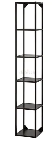 Tall Narrow 5-Tier Metal Shelf Unit - Black