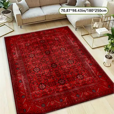 Traditional Red Middle Eastern Style Area Rug