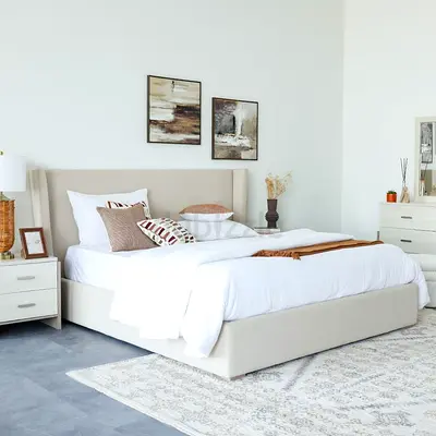Thick wings wide headboard king hydraulic bed
