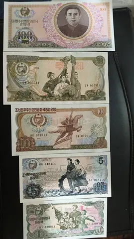 North Korea banknote set unc