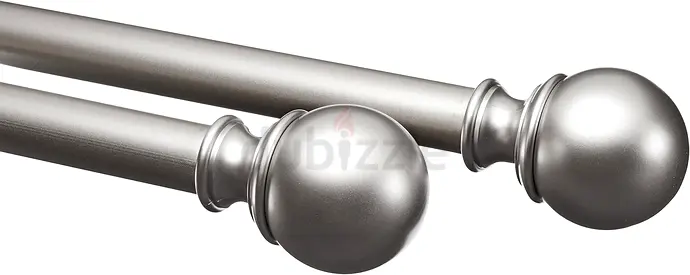Satin Nickel Double Curtain Rod with Ball Finials