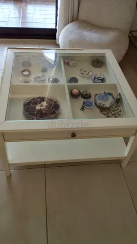 IKEA White Coffee Table with Glass Top and dining table