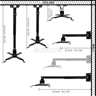 Adjustable Projector Mount for Wall or Ceiling