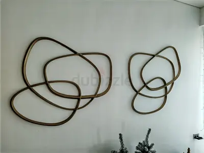 Set of 2 Abstract Metal Wall Sculptures - Bronze Finish