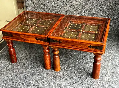 Marina antique solid Wood side tables - end tables