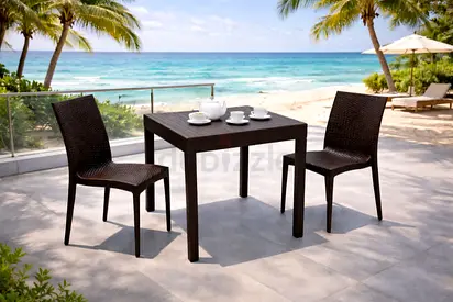 Modern 2-Seater Rattan Patio Dining Table Set – Stylish Indoor  Outdoor Patio Table  Chairs Set