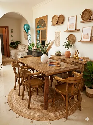 Marina Home Rustic Wooden Dining Set with 4  Chairs