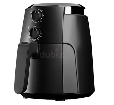 Black Air Fryer with Manual Timer and Temperature Controls