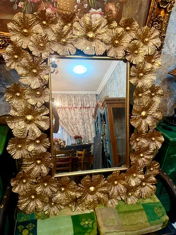 Metal Decorative Gold Floral Framed Mirror - Large Wall Mirror