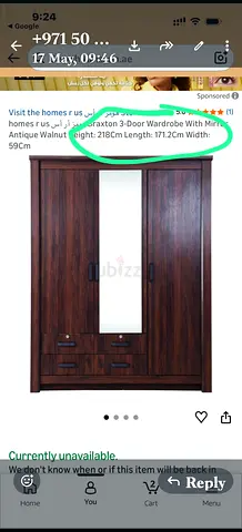 3-Door Wooden Wardrobe with Mirror - Antique Walnut Finish Homes R Us