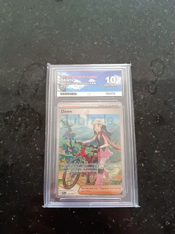 Graded Pokémon Trainer Dawn Full Art Card - ACE 10 Mint Style Slab