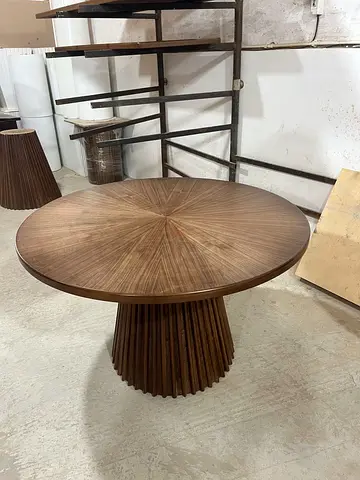 Custom Made Sculptural Dining Table with Cylindrical Bases and Modern Finish
