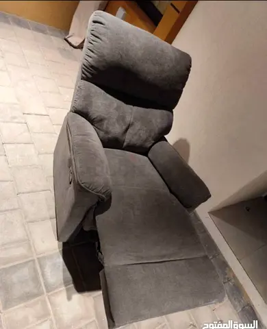 Grey Fabric Recliner Armchair - Comfortable Single Seater