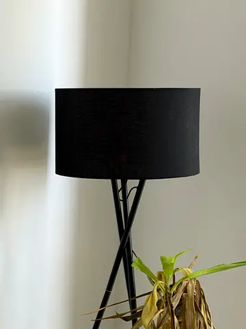 Modern Black Floor Lamp with Fabric Shade