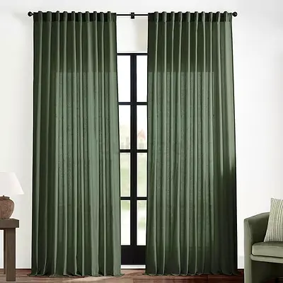 Elegant Forest Green Floor Length Curtains