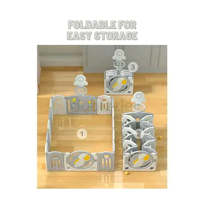 Foldable Baby Playpen / Activity Pen - Easy Storage. Indoor Baby Fence with Gate for Babies