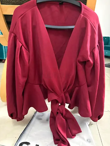 Womens Maroon Tie Front Top