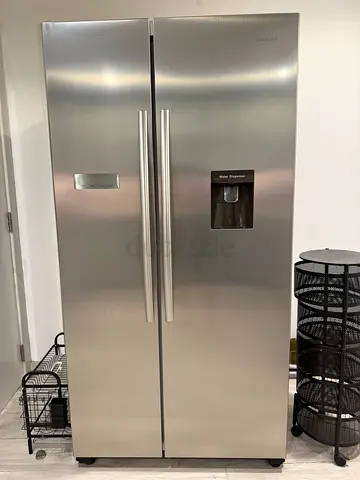 Large double-door refrigerator - stainless steel, good condition