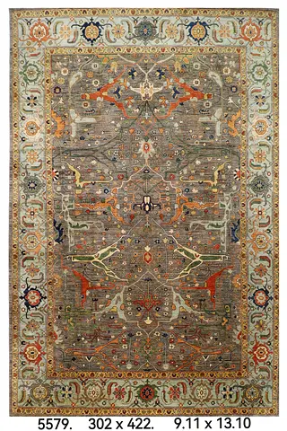 3 x 4.2 Ornate Oriental Style Area Rug with Floral Border afghan handmade wool living room carpet