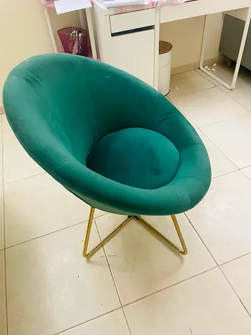 Green Velvet Accent Chair with Gold Metal Base - Modern Lounge Chair