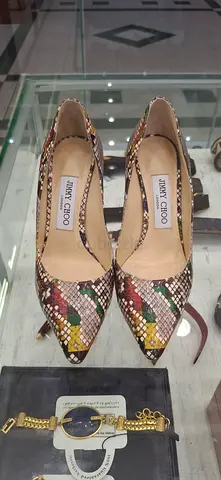 Jimmy Choo Snakeskin Pattern Pointed Toe Pumps