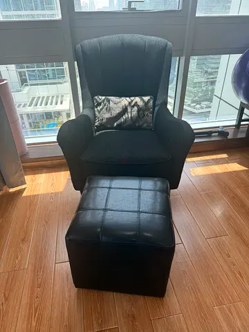 Wing back armchair with ottoman/footstoool
