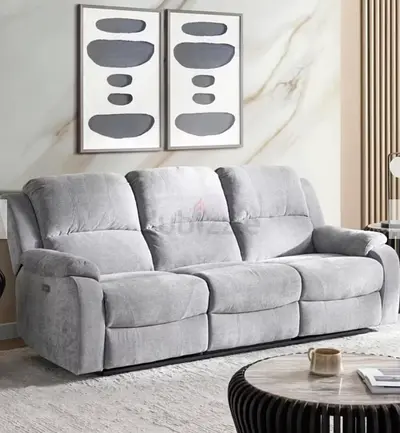 SAMWISE 3 SEATER RECLINER SOFA WITH CUP HOLDER - BEIGE- 3 months old