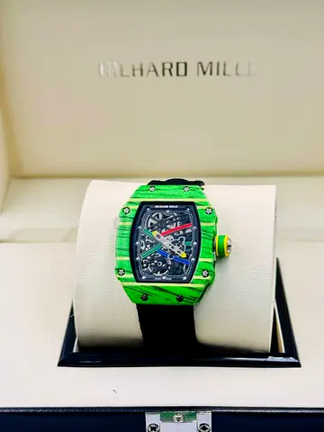Green Richard Mille-style Skeleton Watch with Black Strap