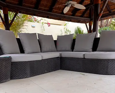 Outdoor Rattan Corner Sofa Set with Cushions - Grey