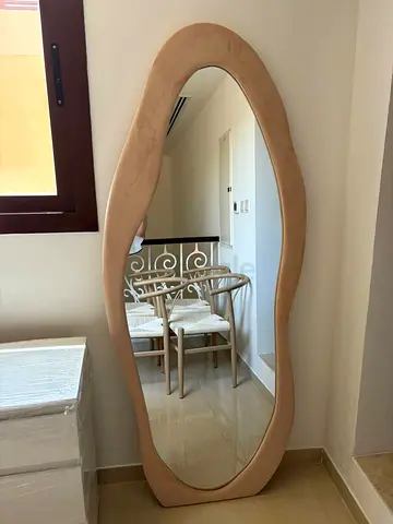 Full-Length Wavy Mirror | Velvet Frame | Floor Standing | JLT, Dubai
