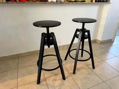 IKEA Set of 2 Black Adjustable Industrial Bar Stools - Good Condition