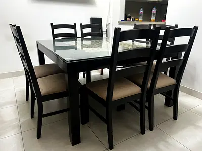 Modern 8-seater dining table set with Glass Top