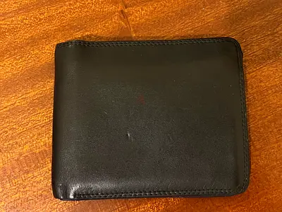 Black Leather Bi-fold Wallet - Good Used Condition