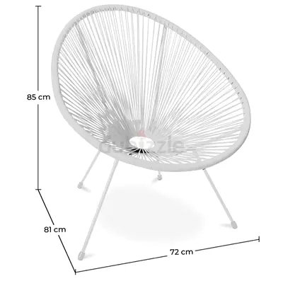 White Round Woven Outdoor/Indoor Lounge Chair (Acapulco-style) - 85cm High