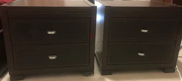 Dark wood nightstands