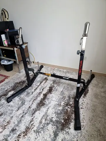 Kettler Vector Long Barbell Rest Stand with barbell and weights
