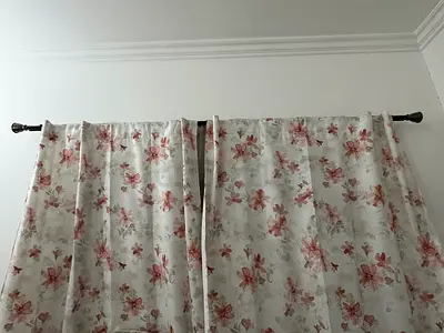 Bedroom Curtains — 2 Sets Blackout + Sheer + Rod | Pink Floral Print | MOVING SALE